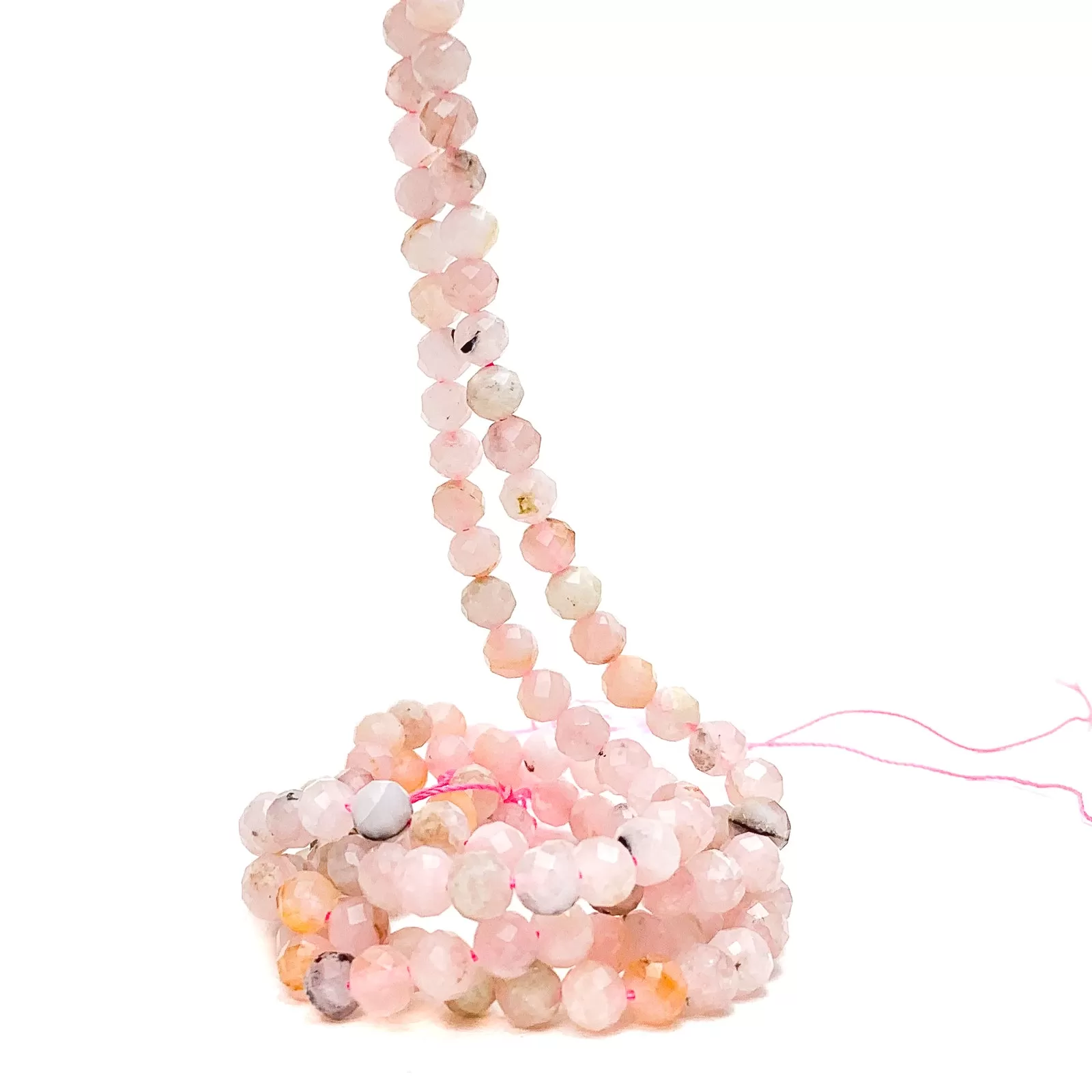 Pink Peruvian Opal 6mm Faceted Rounds Bead Strand