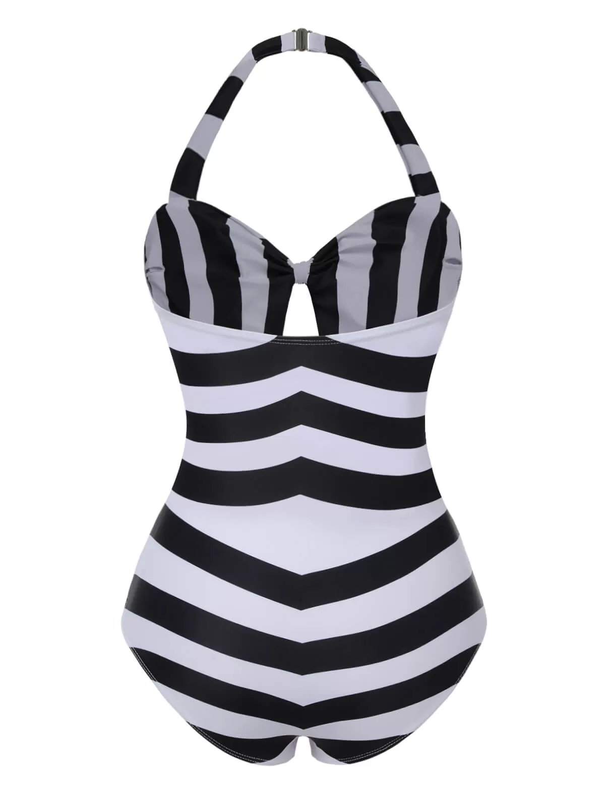 [Pre-Sale] Black & White 1950s Barbie Stripes Halter Swimsuit