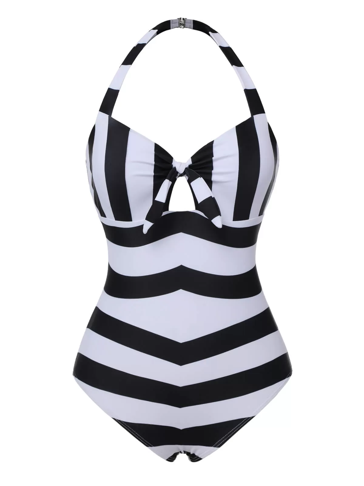 [Pre-Sale] Black & White 1950s Barbie Stripes Halter Swimsuit