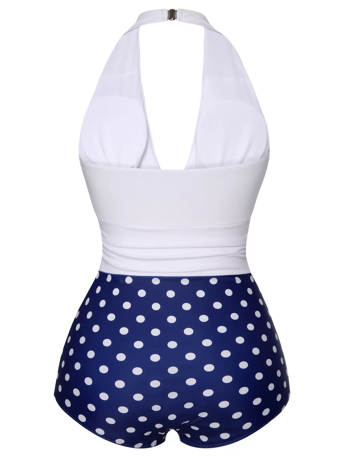 [Pre-Sale] Blue & White 1950s Polka Dots Halter Swimsuit