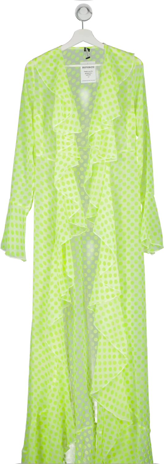 PrettyLittleThing Yellow Polka Dot Beach Robe UK 6