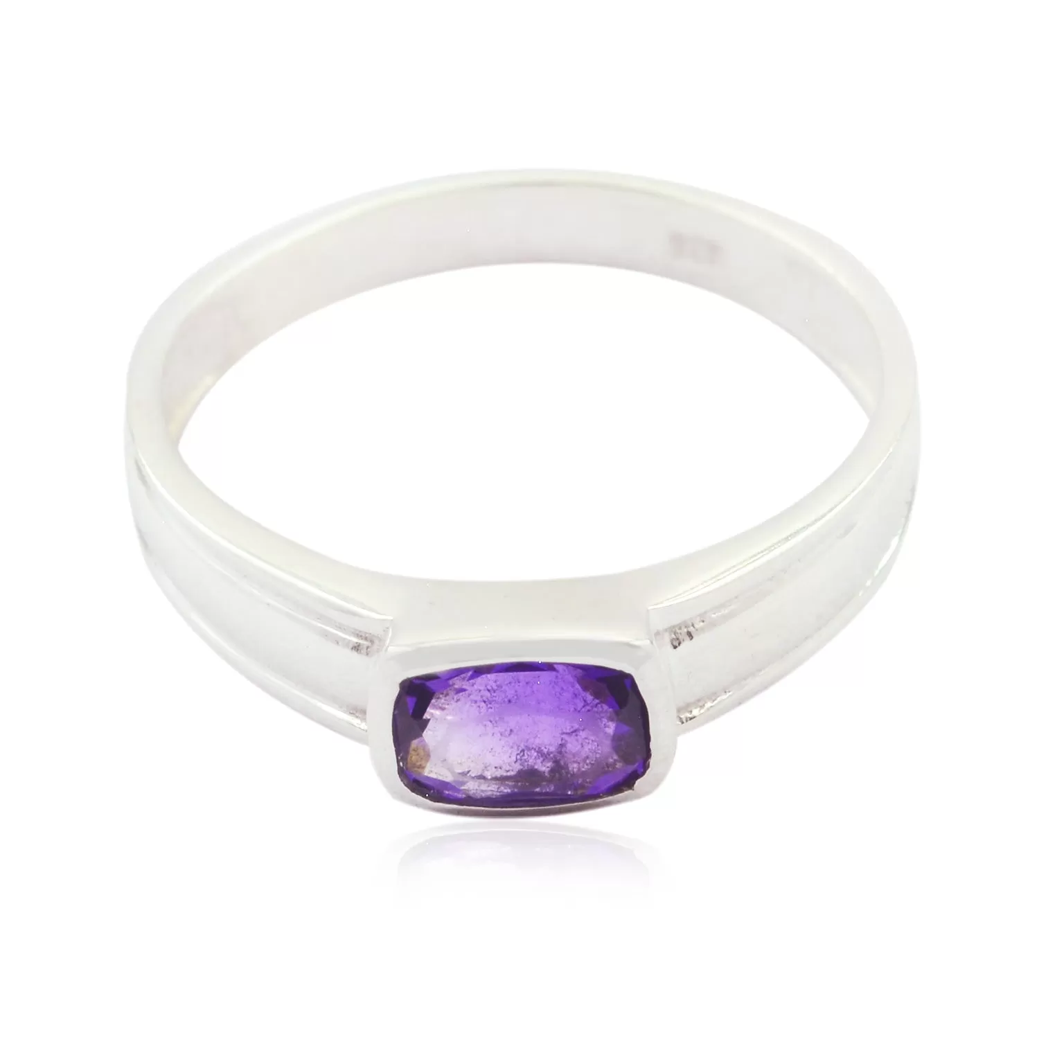 Pulchritudinous Gems Amethyst Solid Silver Rings Cheap Body Jewelry