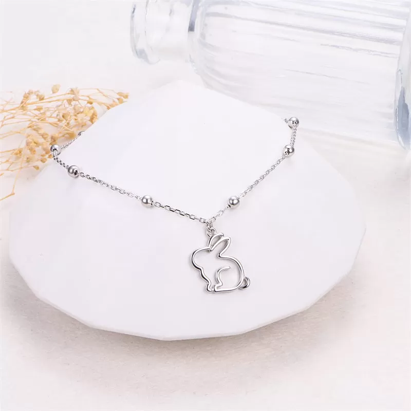 Rabbit Anklet for Women S925 Sterling Silver Adjustable Foot Chain Ankle Bracelet Anklets Jewelry