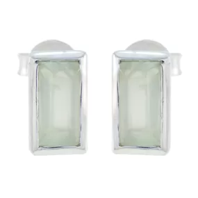 Riyo Charming 925 Sterling Silver Earring For Demoiselle Prehnite Earring Bezel Setting Green Earring Stud Earring