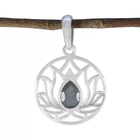 Riyo Elegant Gems Pear Faceted Gray Labradorite Solid Silver Pendant Gift For Easter Sunday