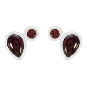 Riyo Genuine Gems multi shape Cabochon Red Garnet Silver Earrings gift for mothers day