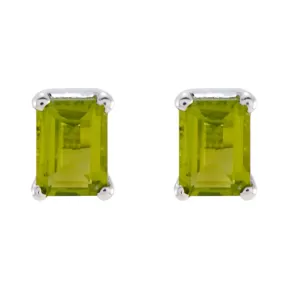 Riyo Genuine Gems Octogon Faceted Green Peridot Silver Earrings gift for st. patricks day