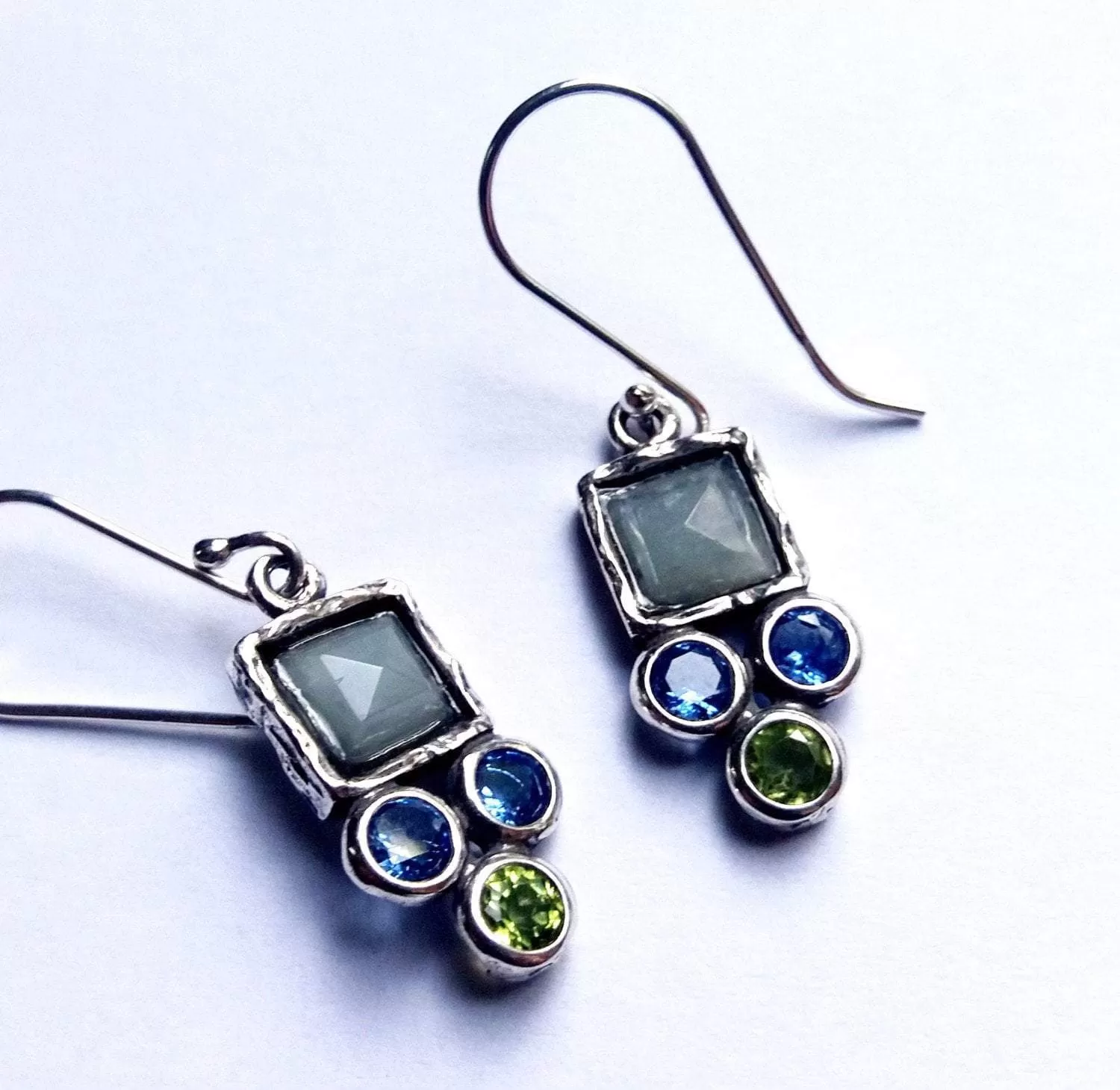 Roman glass jewelry dangling earrings Israeli gemstones earrings jewelry