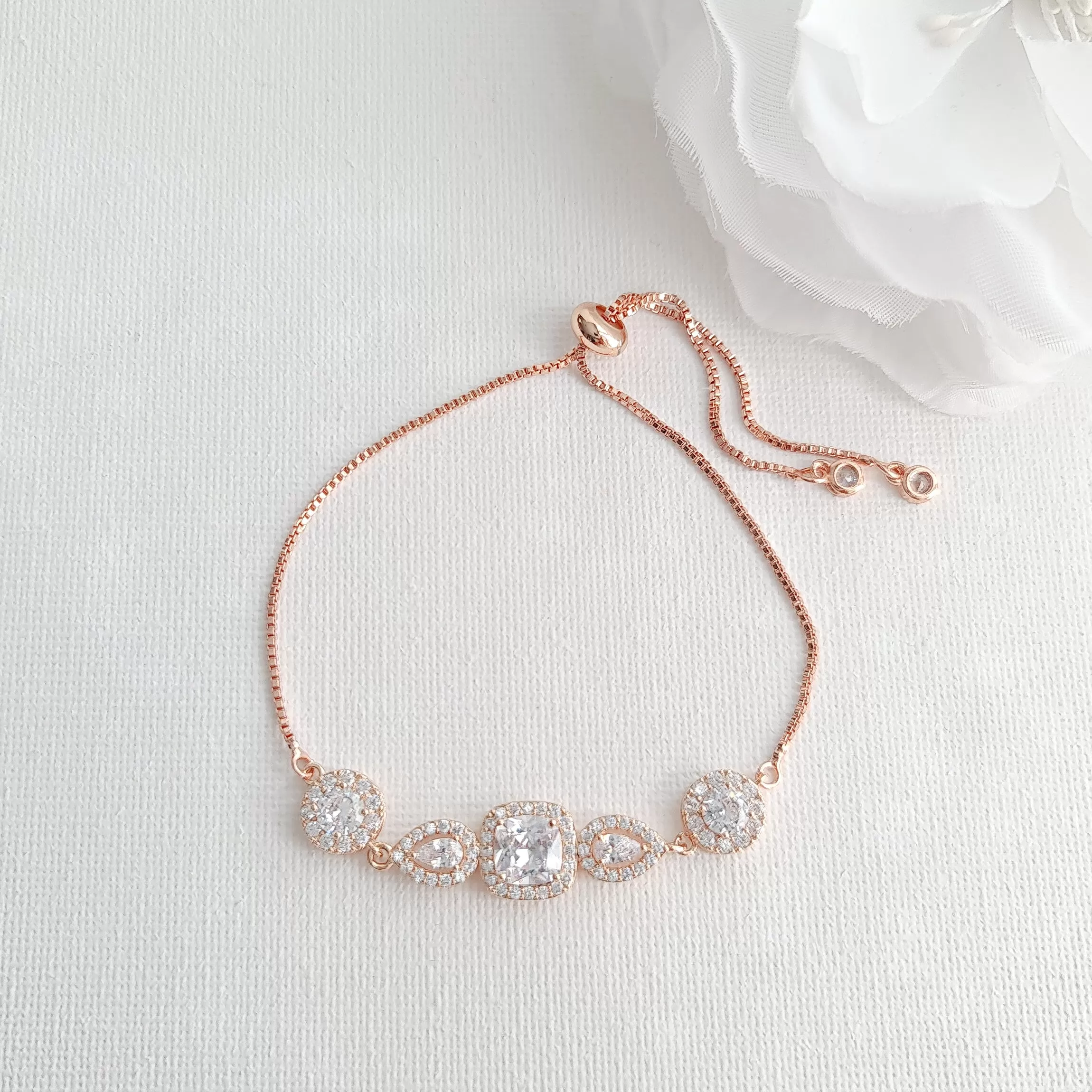 Rose Gold Drop Earrings Necklace Bracelet Set-Gianna