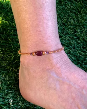 Ruby and Copper Anklet