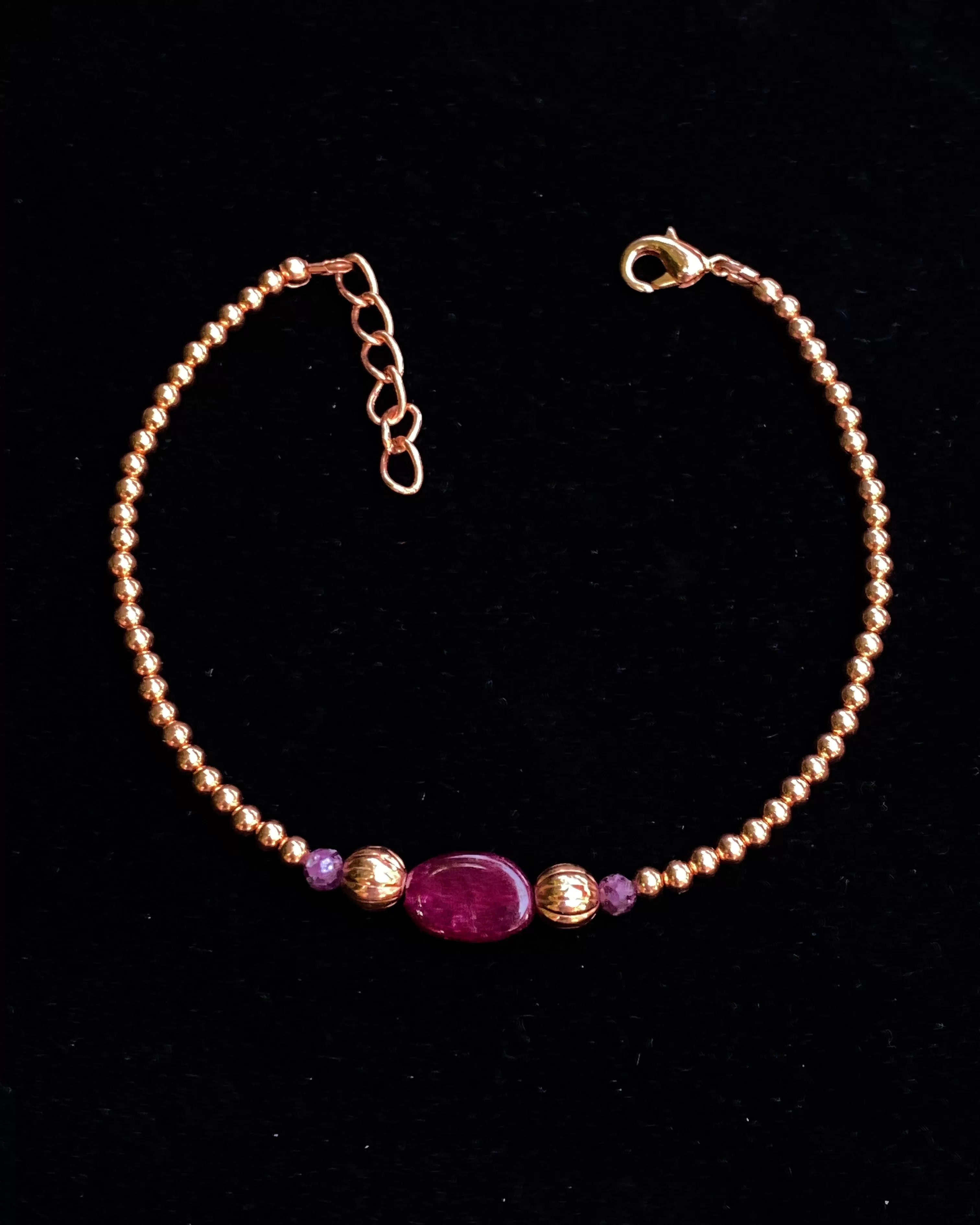 Ruby and Copper Anklet