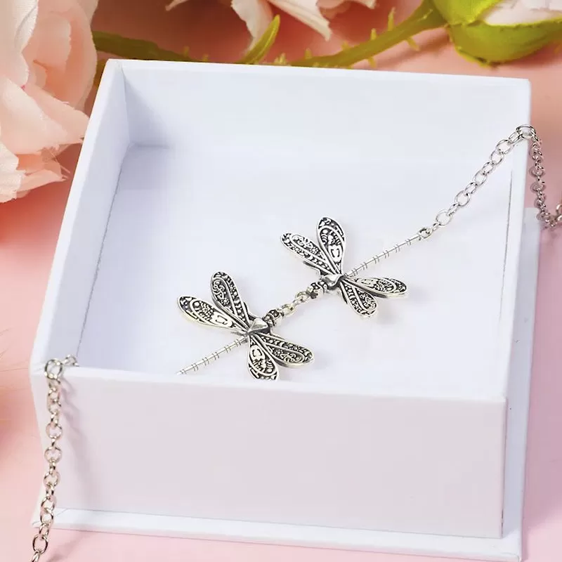 Silver Dragonfly Anklet Sterling Silver Anklet Kissing Dragonflies