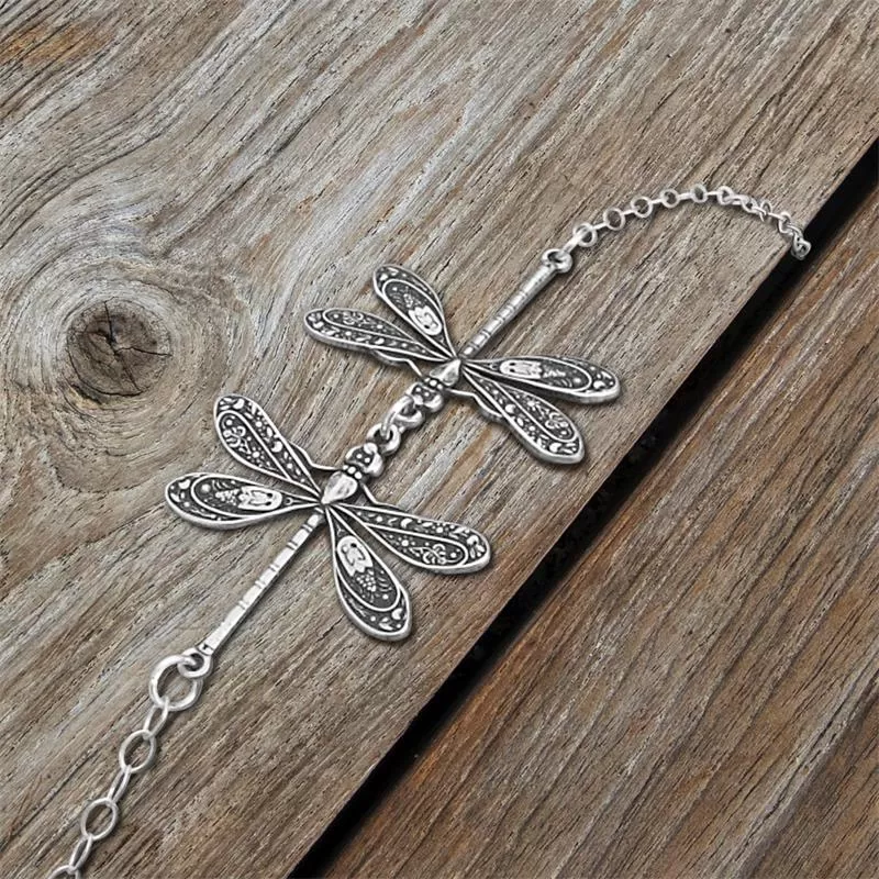 Silver Dragonfly Anklet Sterling Silver Anklet Kissing Dragonflies