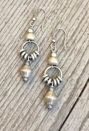 Silver drop earrings, ethnic earrings, tribal jewelry, silver jewelry