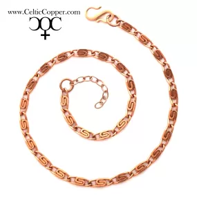 Solid Copper Ankle Bracelet Fine Celtic Scroll Chain Anklet AC61 Adjustable Fine Solid Copper Celtic Ankle Chain