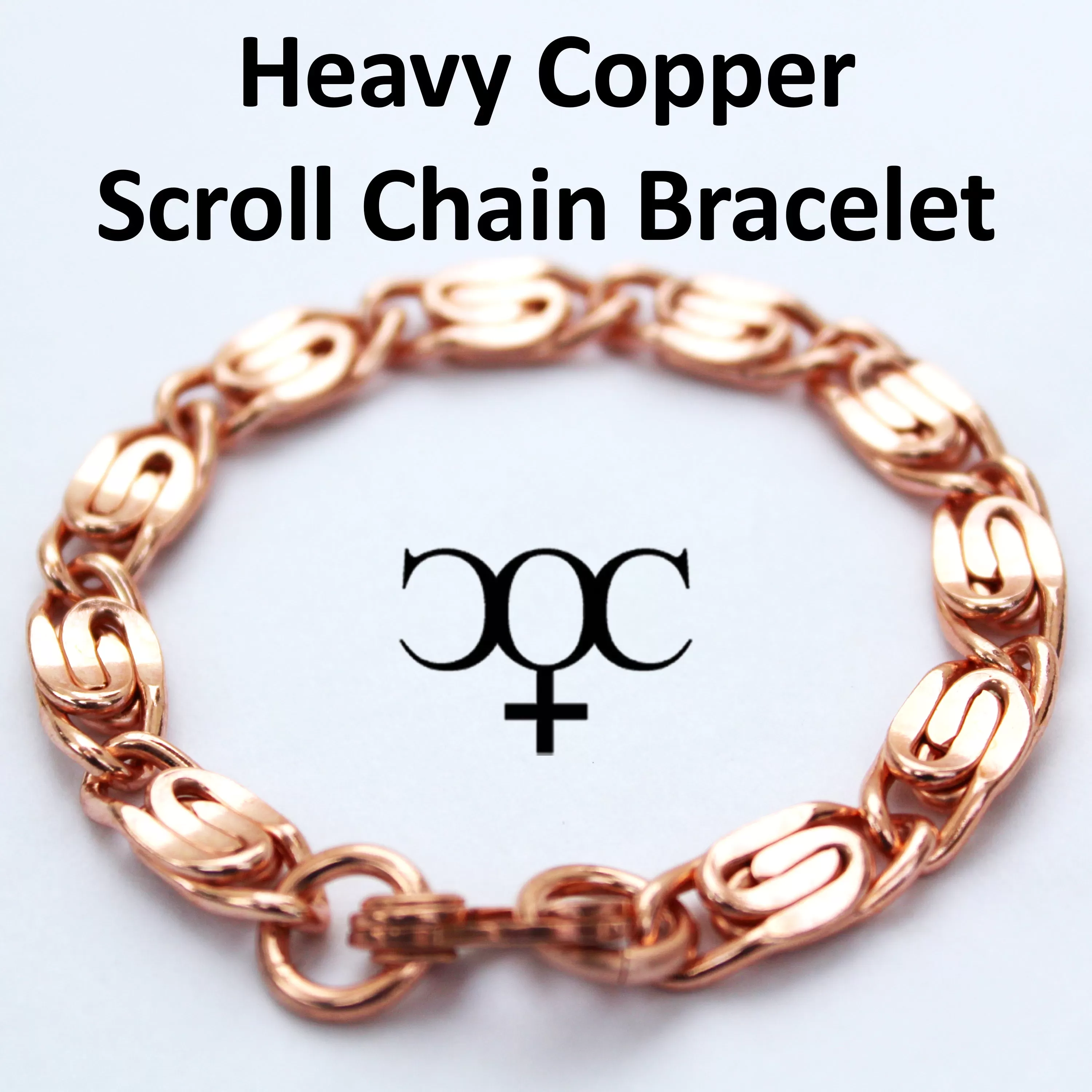 Solid Copper Bracelet Chain Heavy Celtic Scroll Chain Bracelet Copper Bracelet Chain 7.25mm Scroll Chain Bracelet For Men And Women