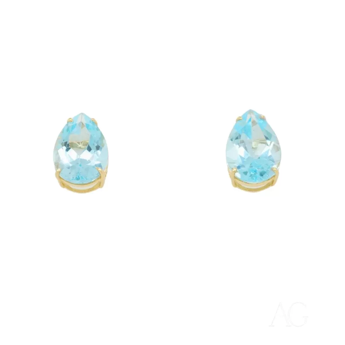 Sophisticated Blue Topaz Gold Earrings