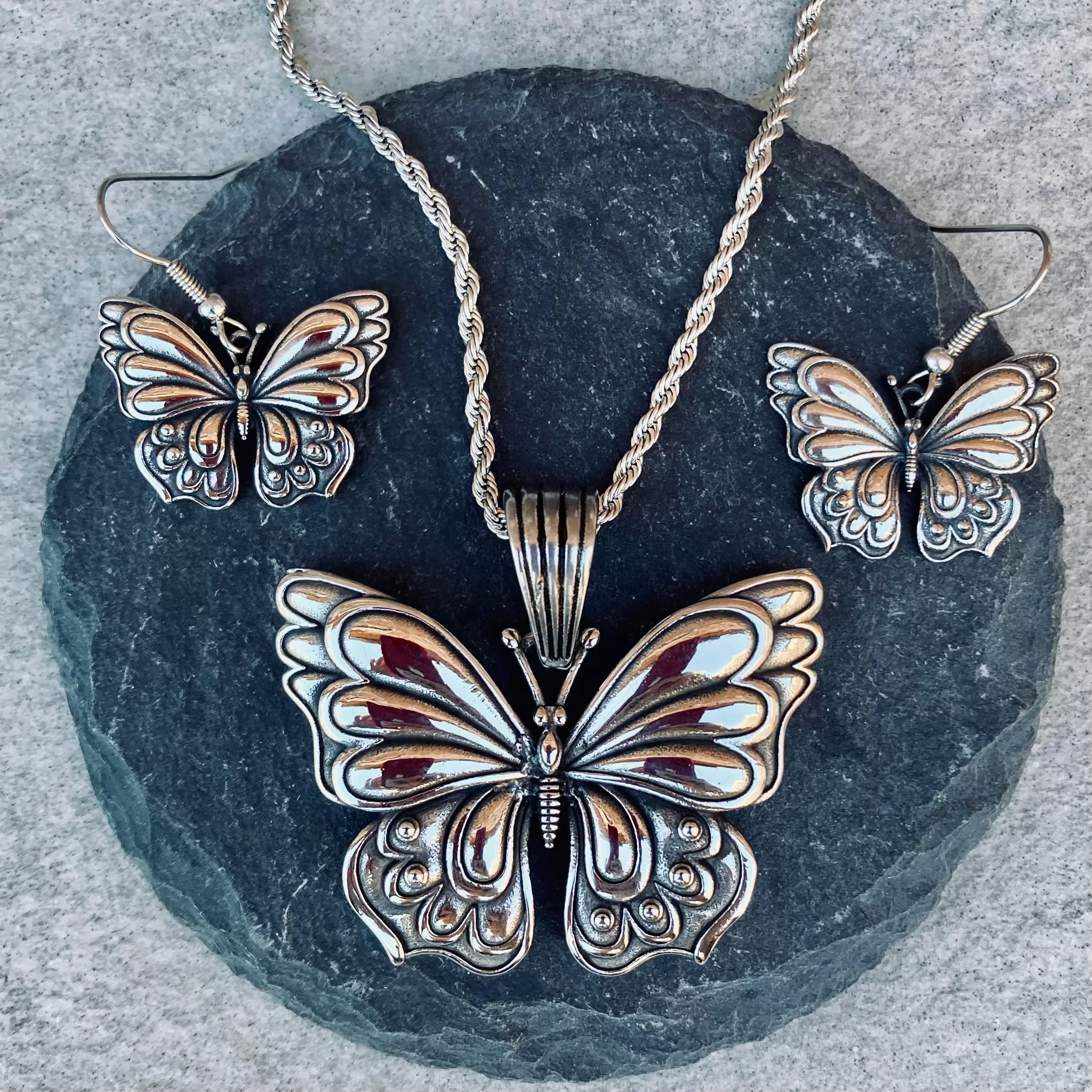 Stainless Steel - Monarch Butterfly - Earrings - 305E