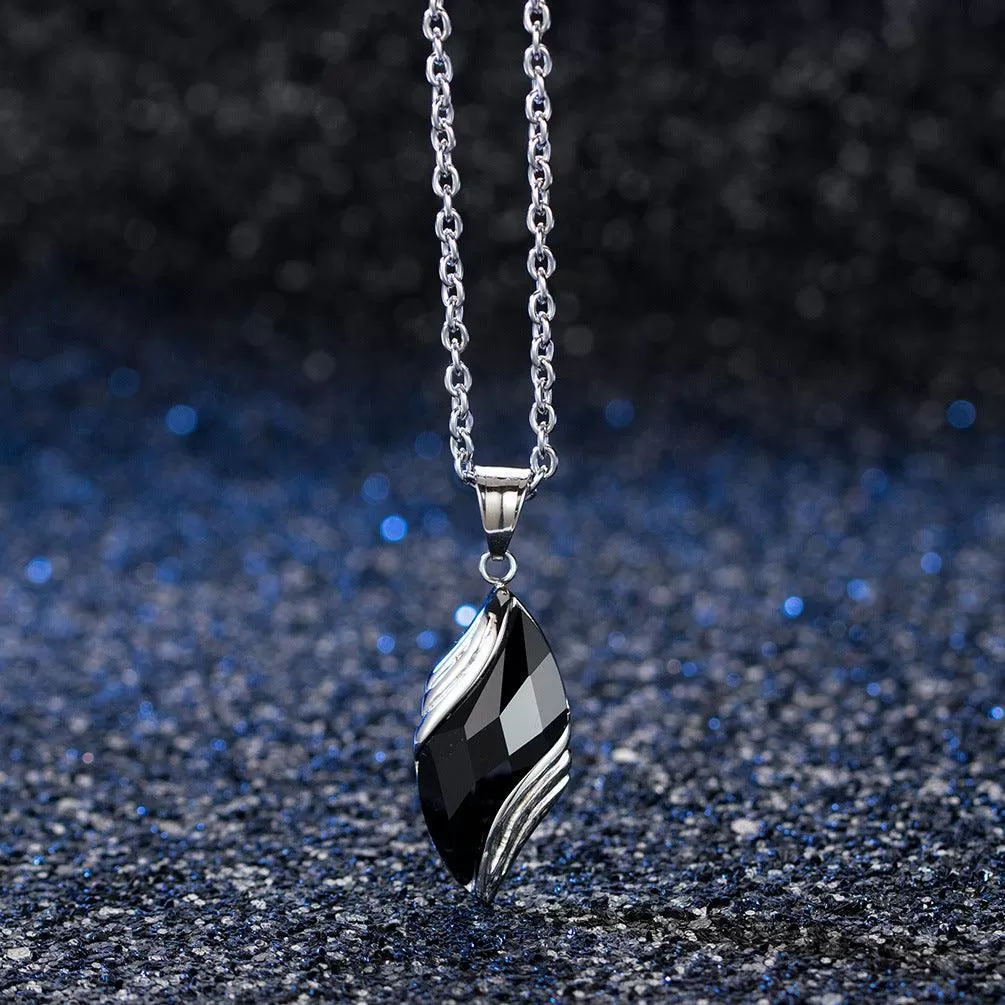 Sterling Silver Blue Sandstone Leaf Pendant Necklace