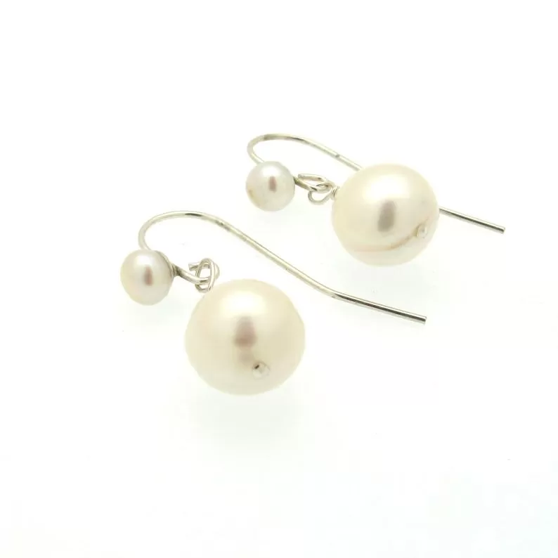 Sterling Silver Dangle Pearl Earrings