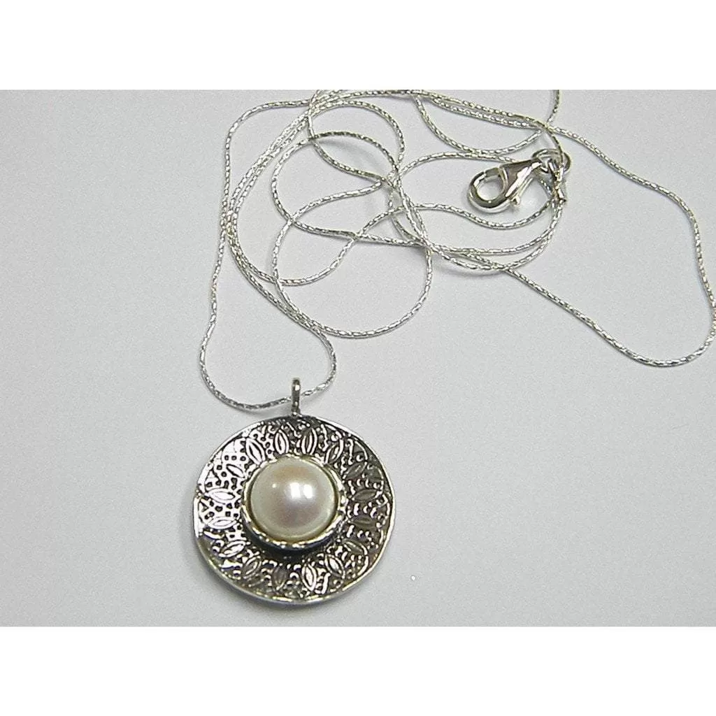 Sterling Silver necklace , necklace with pearl,  gift for mom , Bohemian jewelry, Bluenoemi jewelry