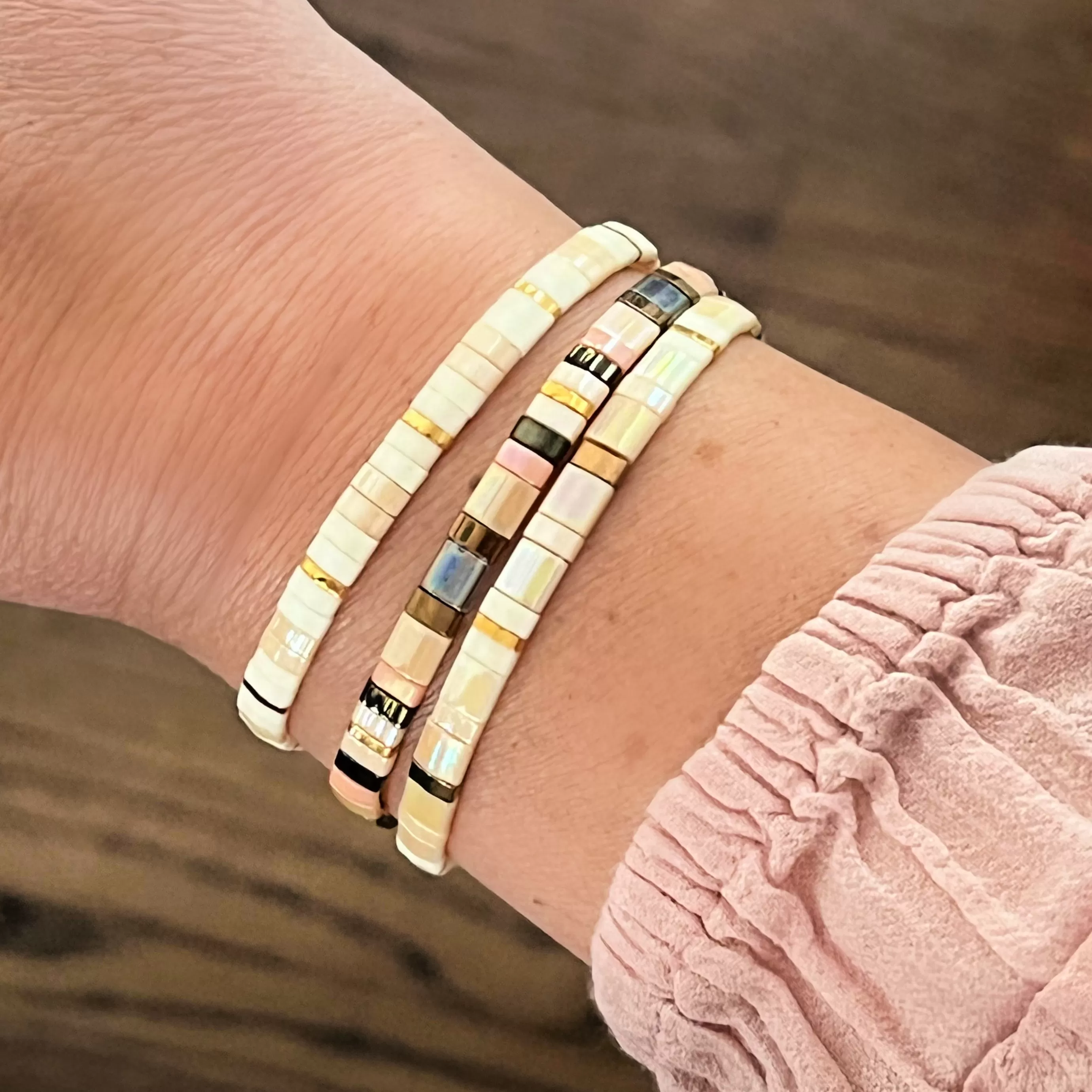 Stretch Tile Bracelet - CREAMY