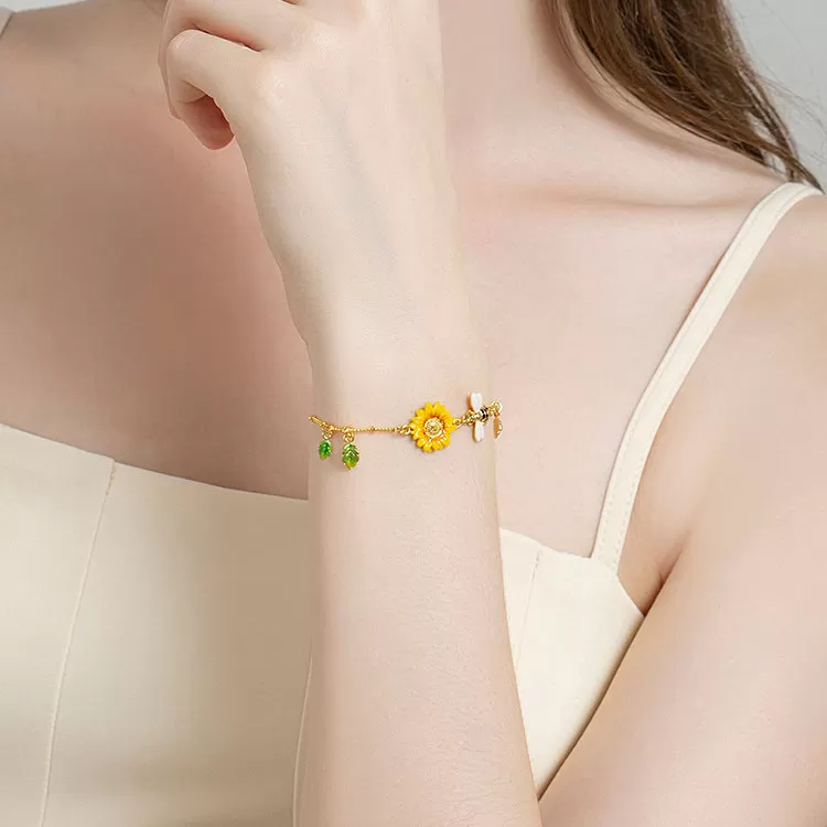 Sunflower & Bee Bracelet