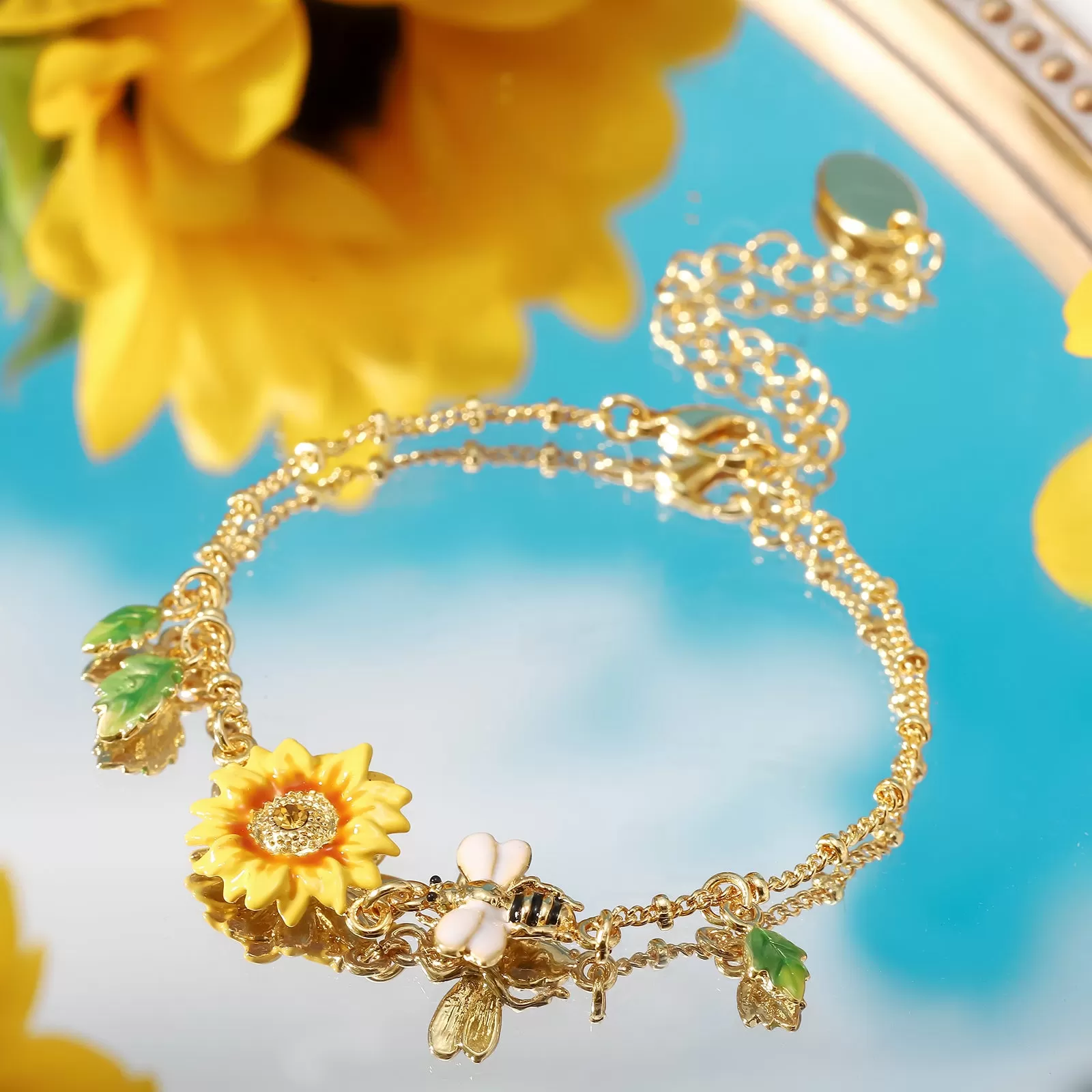 Sunflower & Bee Bracelet