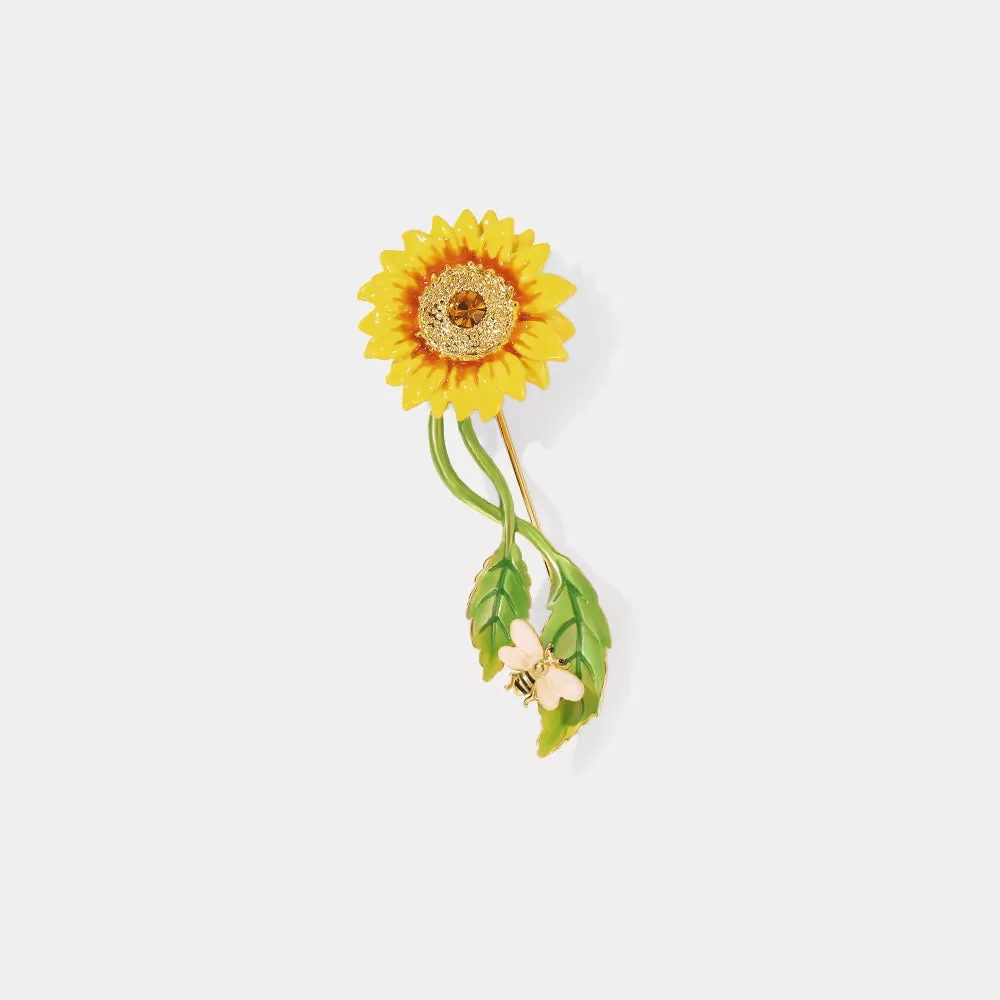 Sunflower & Bee Brooch