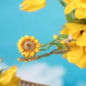 Sunflower & Bee Brooch