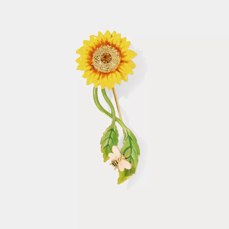 Sunflower & Bee Brooch