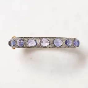 Tanzinite and Pave Diamond Bangle