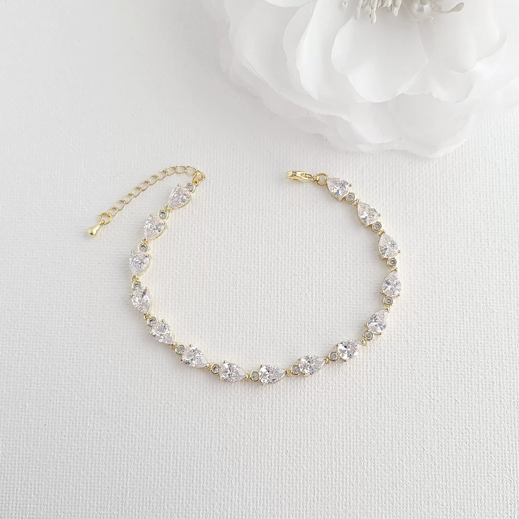 Teardrop Bracelet and Earrings Set for Weddings-Hazel