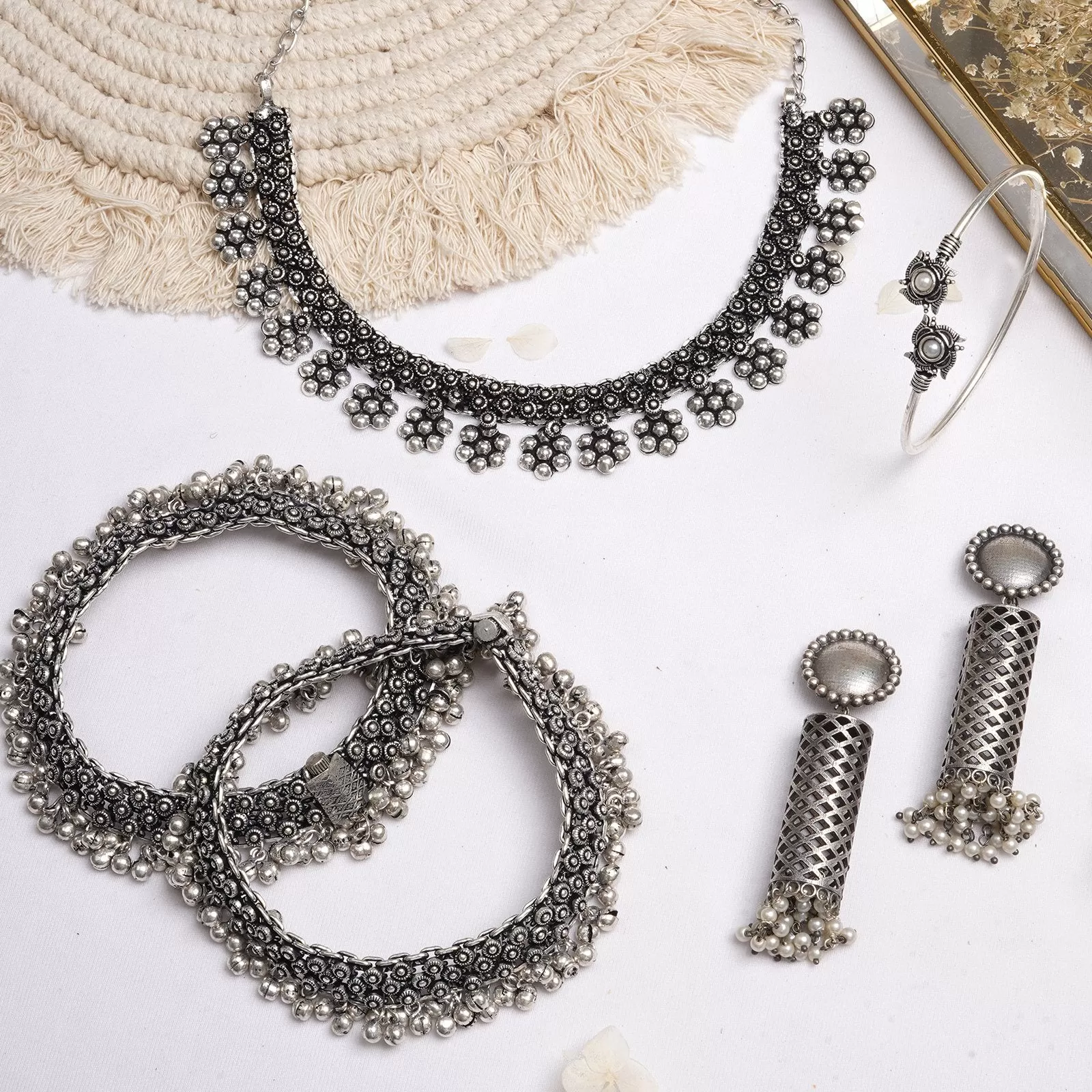 Teejh Madukila Silver Oxidised Jewelry Gift Set