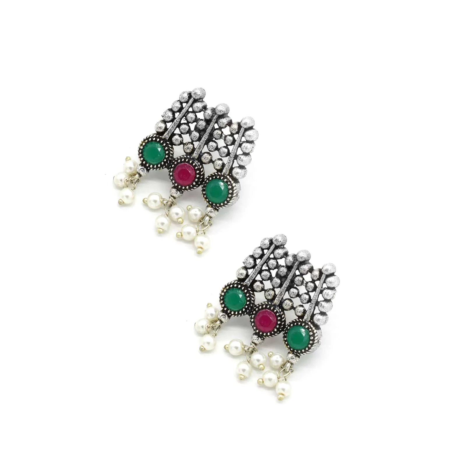 Teejh Zuba Multicolored Silver Oxidised Jewelry Gift Set