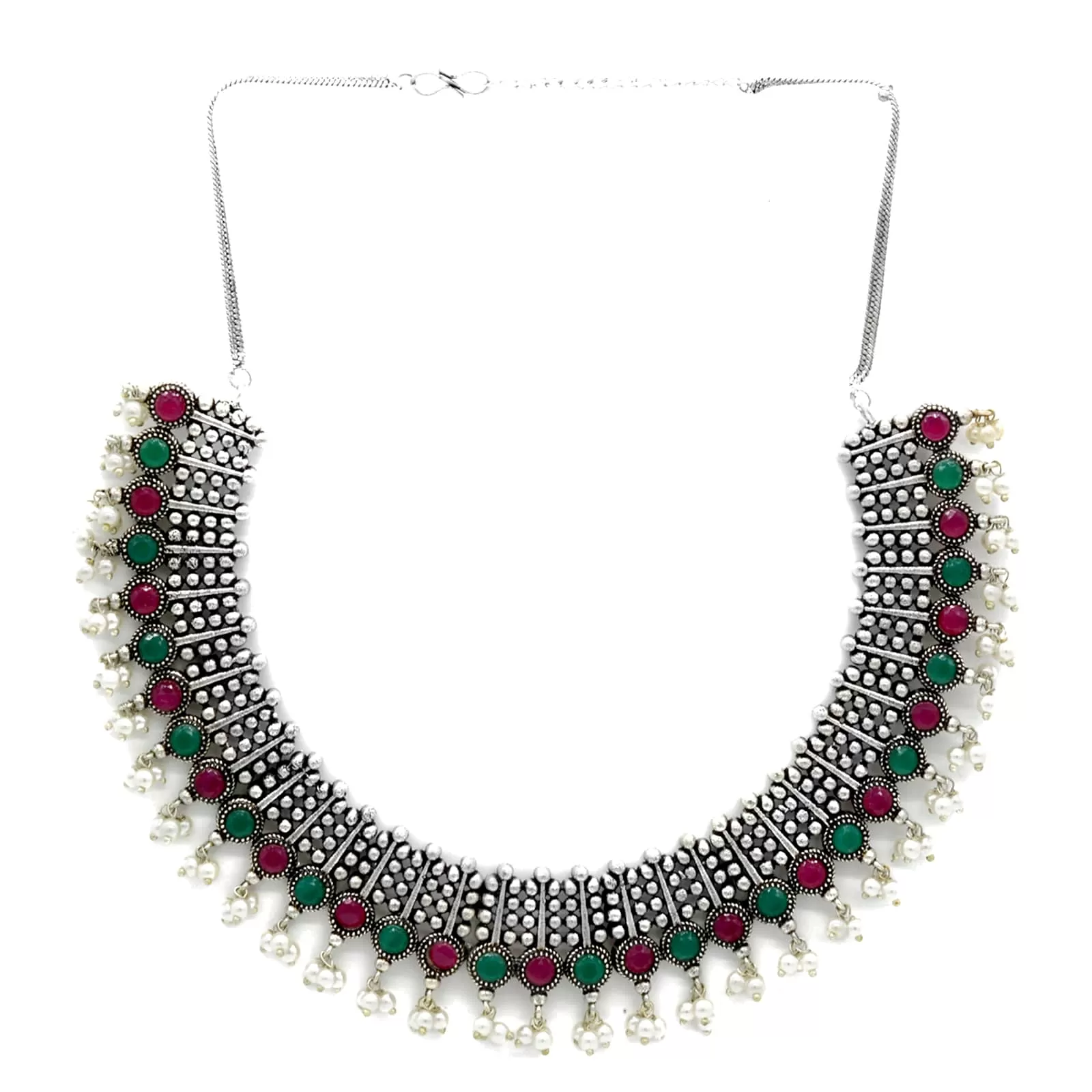 Teejh Zuba Multicolored Silver Oxidised Jewelry Gift Set