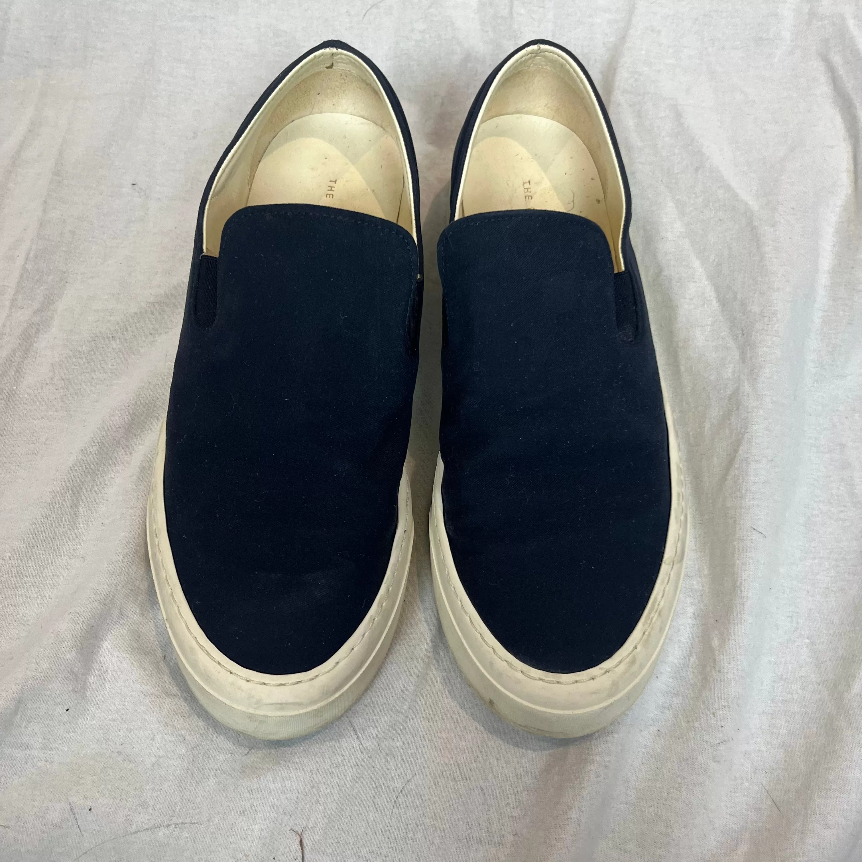 The Row 675 Navy Canvas Marie H Slip-On Sneakers 37.5