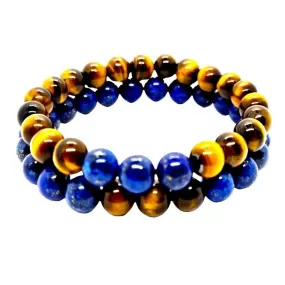 Tigers Eye and Lapis Lazuli Bracelets Set