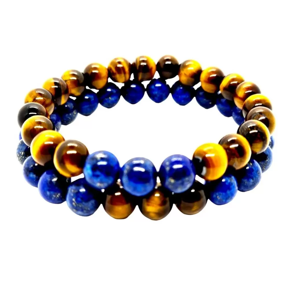 Tigers Eye and Lapis Lazuli Bracelets Set