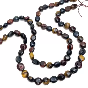 Tiger's Eye Multi Medium Smooth Pebbles Bead Strand