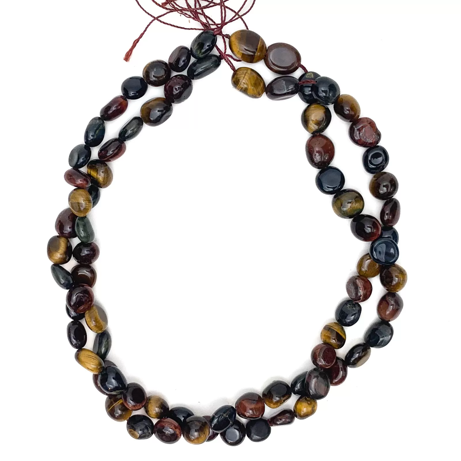 Tiger's Eye Multi Medium Smooth Pebbles Bead Strand