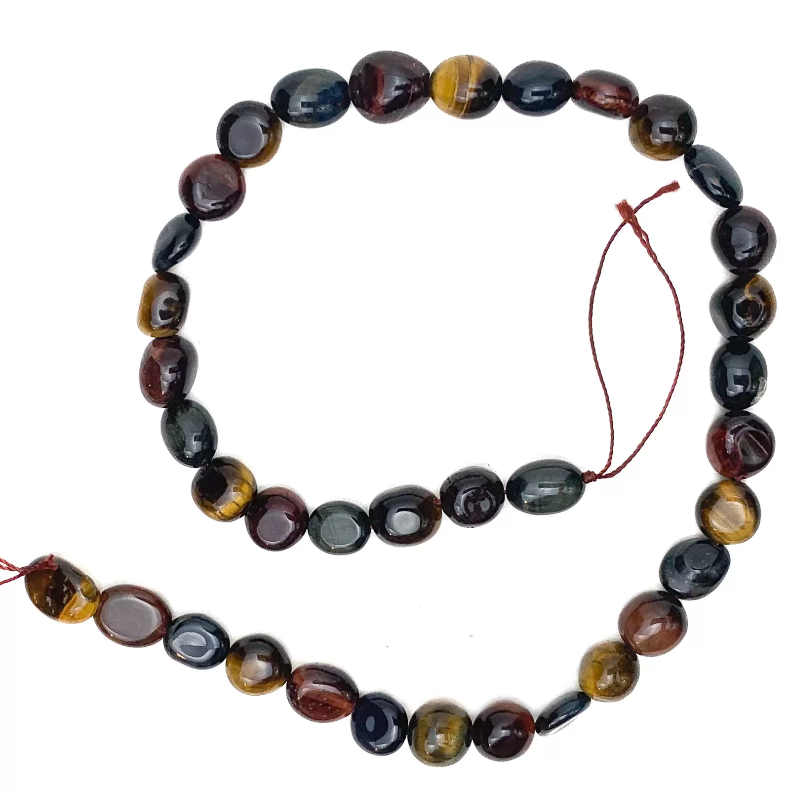 Tiger's Eye Multi Medium Smooth Pebbles Bead Strand