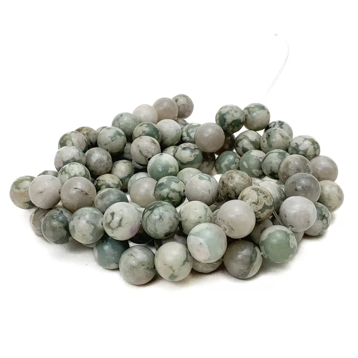 Tree Agate 12mm Smooth Rounds Bead Strand