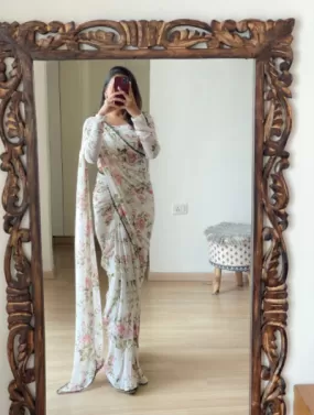 White Ready to wear Sari Uk Next Day