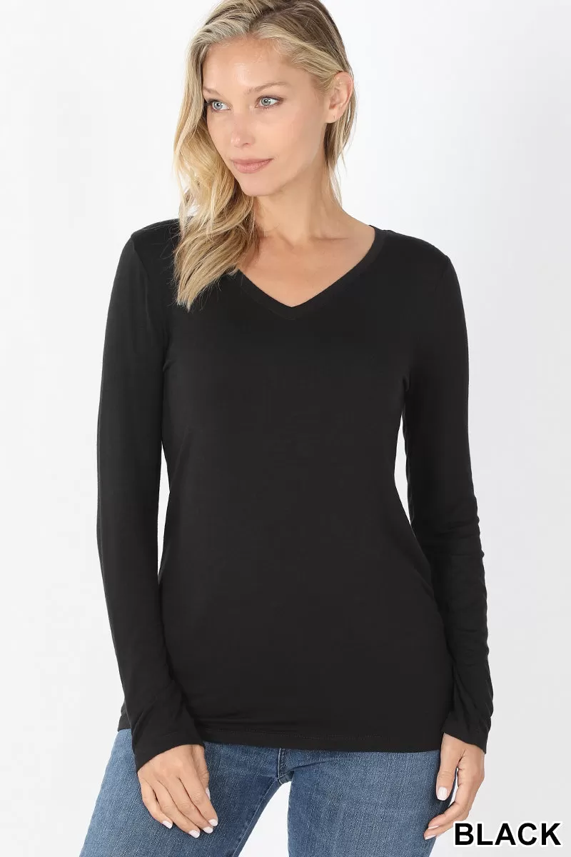 Women's Premium Rayon Long Sleeve V-Neck Tee