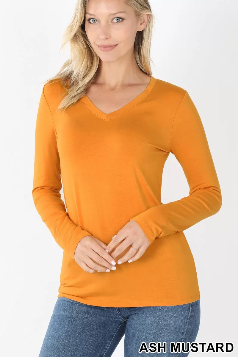 Women's Premium Rayon Long Sleeve V-Neck Tee