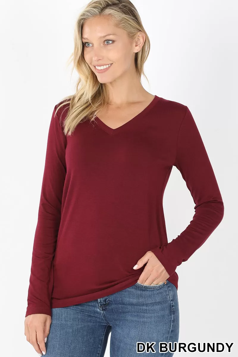 Women's Premium Rayon Long Sleeve V-Neck Tee